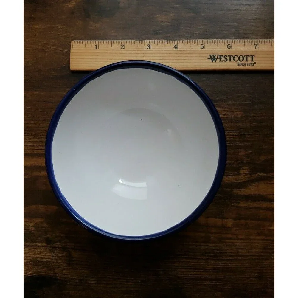 Blue White Bowl Painted Fish Made in Tunisia Mediterranean Soup Rice Cereal
